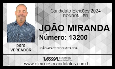 Candidato JOÃO MIRANDA 2024 - RONDON - Eleições