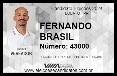 Candidato FERNANDO BRASIL 2024 - LOBATO - Eleições