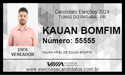 Candidato KAUAN BOMFIM 2024 - TUNAS DO PARANÁ - Eleições