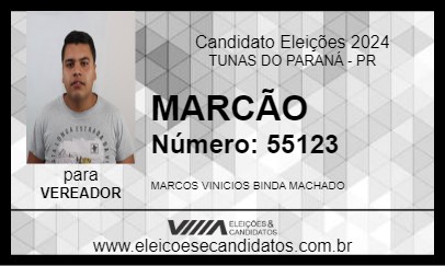 Candidato MARCÃO 2024 - TUNAS DO PARANÁ - Eleições