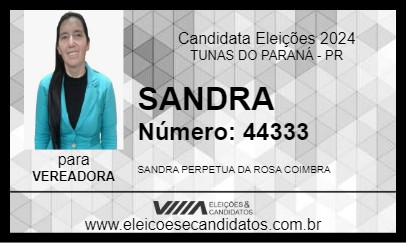 Candidato SANDRA 2024 - TUNAS DO PARANÁ - Eleições