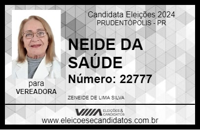 Candidato NEIDE DA SAÚDE 2024 - PRUDENTÓPOLIS - Eleições