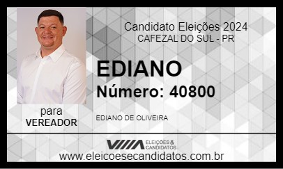 Candidato EDIANO 2024 - CAFEZAL DO SUL - Eleições