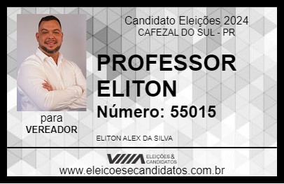 Candidato PROFESSOR ELITON 2024 - CAFEZAL DO SUL - Eleições