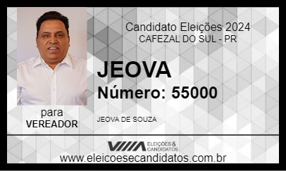 Candidato JEOVA 2024 - CAFEZAL DO SUL - Eleições