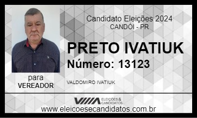 Candidato PRETO IVATIUK 2024 - CANDÓI - Eleições