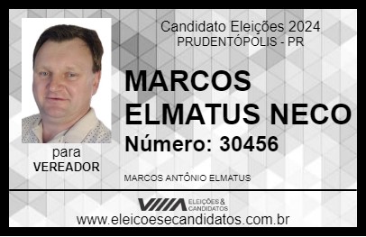 Candidato MARCOS ELMATUS NECO 2024 - PRUDENTÓPOLIS - Eleições