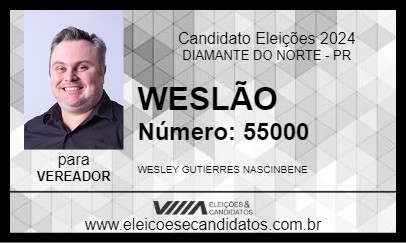 Candidato WESLÃO  2024 - DIAMANTE DO NORTE - Eleições