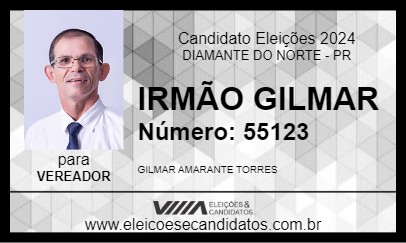 Candidato IRMÃO GILMAR 2024 - DIAMANTE DO NORTE - Eleições