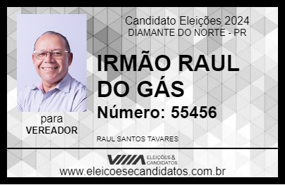 Candidato IRMÃO RAUL DO GÁS  2024 - DIAMANTE DO NORTE - Eleições