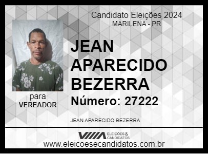 Candidato JEAN APARECIDO BEZERRA 2024 - MARILENA - Eleições