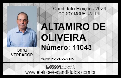 Candidato ALTAMIRO DE OLIVEIRA 2024 - GODOY MOREIRA - Eleições