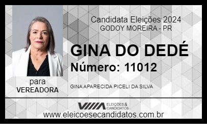 Candidato GINA DO DEDÉ 2024 - GODOY MOREIRA - Eleições