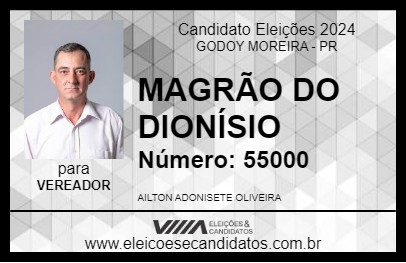 Candidato MAGRÃO DO DIONÍSIO 2024 - GODOY MOREIRA - Eleições