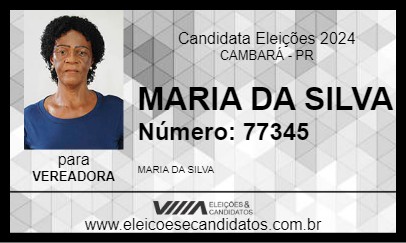 Candidato MARIA DA SILVA 2024 - CAMBARÁ - Eleições