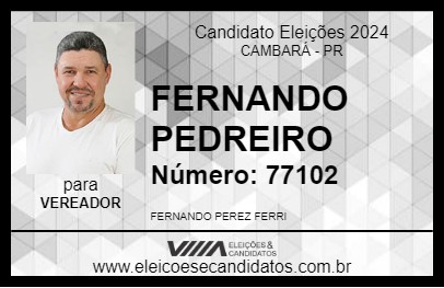 Candidato FERNANDO PEDREIRO 2024 - CAMBARÁ - Eleições