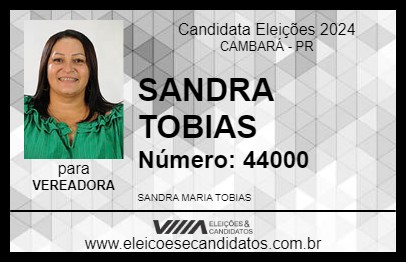 Candidato SANDRA TOBIAS 2024 - CAMBARÁ - Eleições