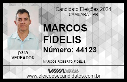 Candidato MARCOS FIDELIS 2024 - CAMBARÁ - Eleições