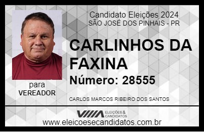 Candidato CARLINHOS DA FAXINA 2024 - SÃO JOSÉ DOS PINHAIS - Eleições