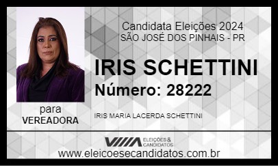 Candidato IRIS SCHETTINI 2024 - SÃO JOSÉ DOS PINHAIS - Eleições