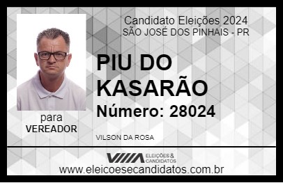 Candidato PIU DO KASARÃO 2024 - SÃO JOSÉ DOS PINHAIS - Eleições