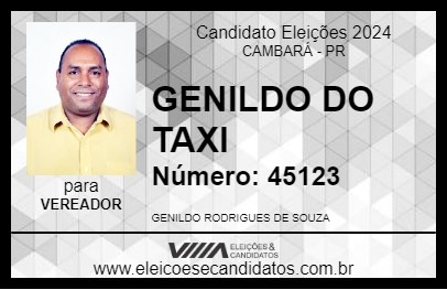 Candidato GENILDO DO TAXI 2024 - CAMBARÁ - Eleições