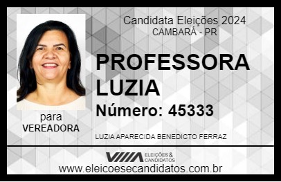 Candidato PROFESSORA LUZIA 2024 - CAMBARÁ - Eleições