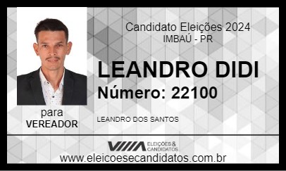 Candidato LEANDRO DIDI 2024 - IMBAÚ - Eleições