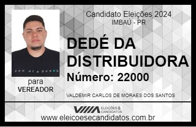 Candidato DEDÉ DA DISTRIBUIDORA 2024 - IMBAÚ - Eleições