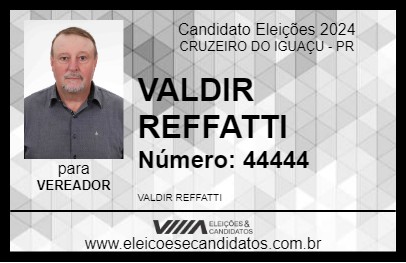 Candidato VALDIR REFFATTI 2024 - CRUZEIRO DO IGUAÇU - Eleições