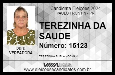 Candidato TEREZINHA DA SAUDE 2024 - PAULO FRONTIN - Eleições