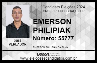 Candidato EMERSON PHILIPIAK 2024 - CRUZEIRO DO IGUAÇU - Eleições