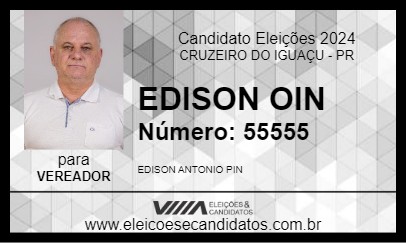 Candidato EDISON PIN 2024 - CRUZEIRO DO IGUAÇU - Eleições