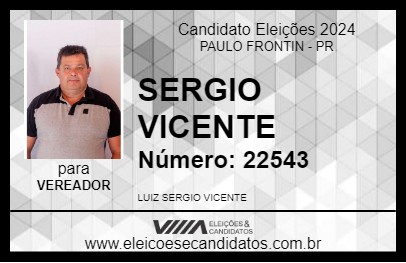 Candidato SERGIO VICENTE 2024 - PAULO FRONTIN - Eleições