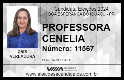 Candidato PROFESSORA CENELIA 2024 - BOA ESPERANÇA DO IGUAÇU - Eleições