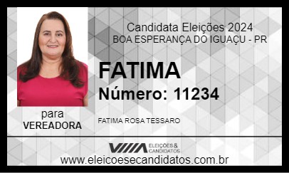 Candidato FATIMA 2024 - BOA ESPERANÇA DO IGUAÇU - Eleições