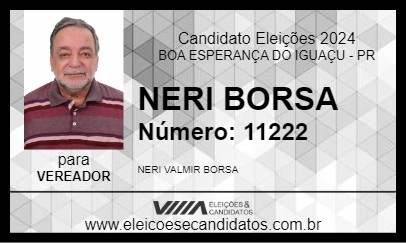 Candidato NERI BORSA 2024 - BOA ESPERANÇA DO IGUAÇU - Eleições