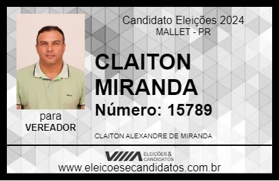 Candidato CLAITON MIRANDA 2024 - MALLET - Eleições