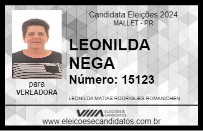 Candidato LEONILDA NEGA 2024 - MALLET - Eleições