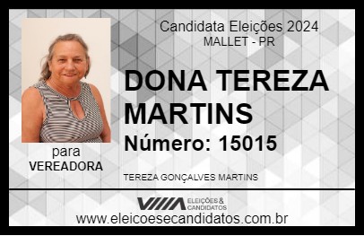 Candidato DONA TEREZA MARTINS 2024 - MALLET - Eleições