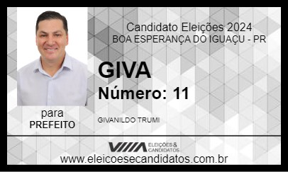 Candidato GIVA 2024 - BOA ESPERANÇA DO IGUAÇU - Eleições