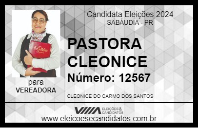 Candidato PASTORA CLEONICE 2024 - SABÁUDIA - Eleições