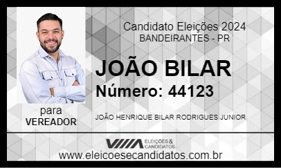 Candidato JOÃO BILAR 2024 - BANDEIRANTES - Eleições