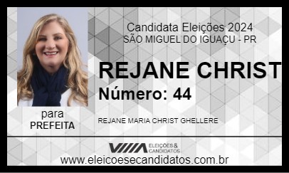 Candidato REJANE CHRIST 2024 - SÃO MIGUEL DO IGUAÇU - Eleições