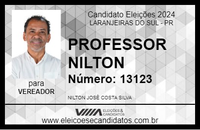 Candidato PROFESSOR NILTON 2024 - LARANJEIRAS DO SUL - Eleições