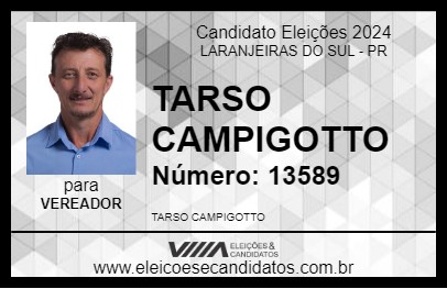 Candidato TARSO CAMPIGOTTO 2024 - LARANJEIRAS DO SUL - Eleições