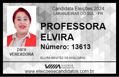 Candidato PROFESSORA ELVIRA 2024 - LARANJEIRAS DO SUL - Eleições