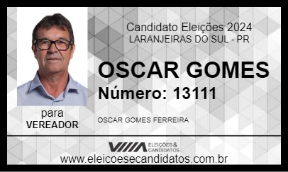 Candidato OSCAR GOMES 2024 - LARANJEIRAS DO SUL - Eleições