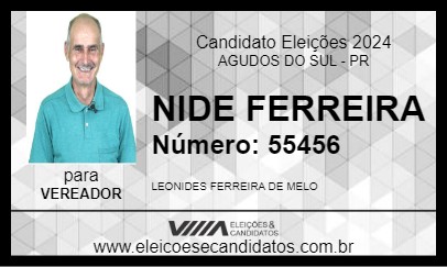 Candidato NIDE FERREIRA 2024 - AGUDOS DO SUL - Eleições