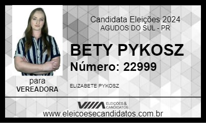 Candidato BETY PYKOSZ 2024 - AGUDOS DO SUL - Eleições